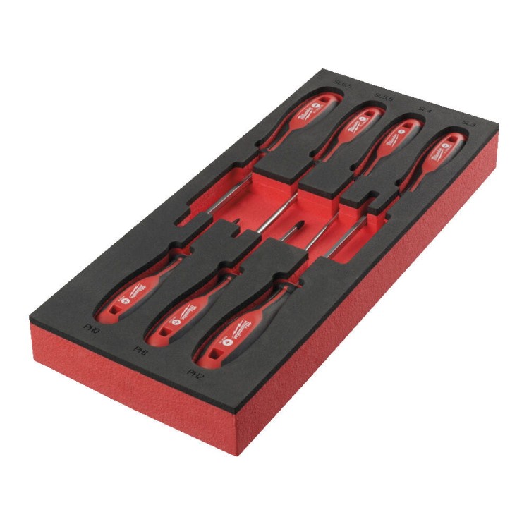 Wkładka piankowa z wkrętakami SL 0.5x3x75 SL 0.8x4x100 SL 1.0x5.5x125 SL 1.2x6.5x125 PH0x75 PH1x100 PH2x125 - do wózków narzędziowych