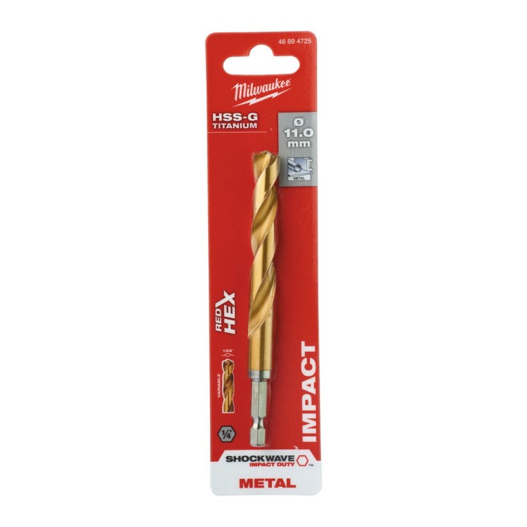 Wiertła do metalu Shockwave HSS-G TiN Red Hex Średnica(mm) 11