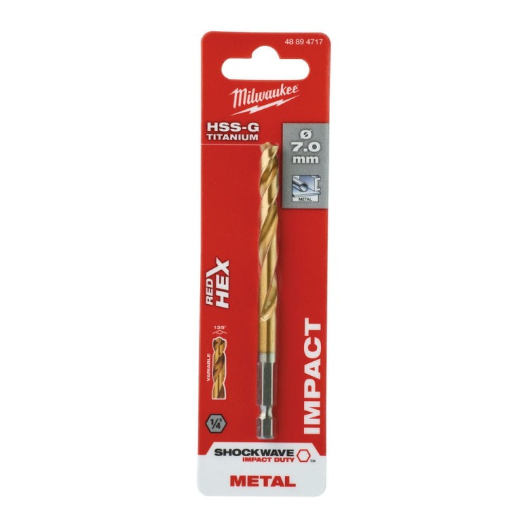 Wiertła do metalu Shockwave HSS-G TiN Red Hex Średnica(mm) 7