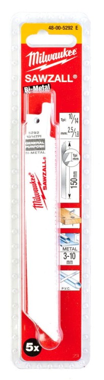 Brzeszczoty uniwersalne (drewno, metal, pvc) Długość 150mm Opakowanie 5 sztuk Ilość zębów na cal 10/14