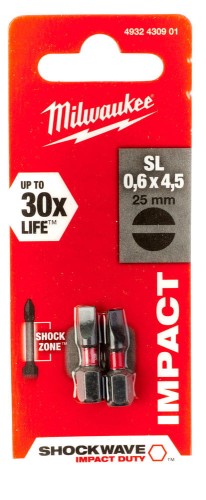 Bity udarowe Shockwave (blister) Typ SL0,6X4,5 Długość całkowita 25mm