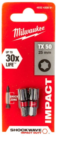 Bity udarowe Shockwave (blister) Typ TX50 Długość całkowita 25mm