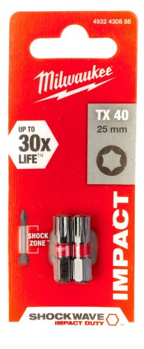 Bity udarowe Shockwave (blister) Typ TX40 Długość całkowita 25mm
