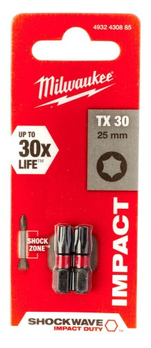 Bity udarowe Shockwave (blister) Typ TX30 Długość całkowita 25mm