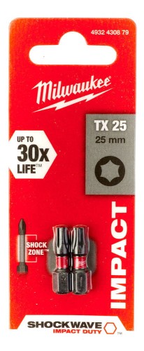Bity udarowe Shockwave (blister) Typ TX25 Długość całkowita 25mm