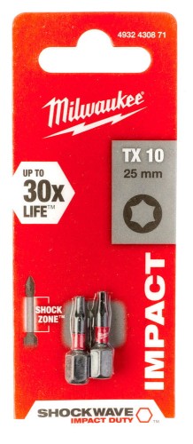 Bity udarowe Shockwave (blister) Typ TX10 Długość całkowita 25mm