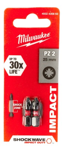 Bity udarowe Shockwave (blister) Typ PZ2 Długość całkowita 25mm
