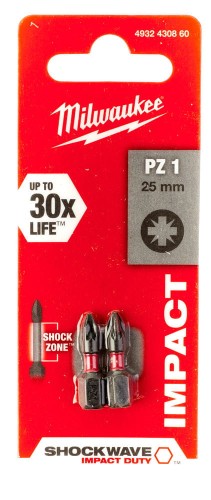 Bity udarowe Shockwave (blister) Typ PZ1 Długość całkowita 25mm