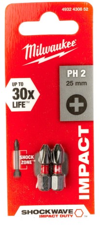 Bity udarowe Shockwave (blister) Typ PH2 Długość całkowita 25mm