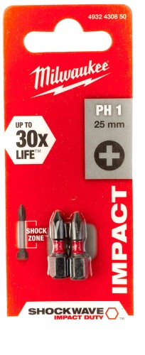 Bity udarowe Shockwave (blister) Typ PH1 Długość całkowita 25mm