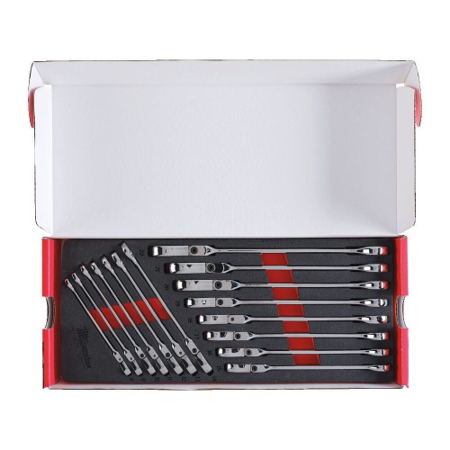 Wkładka piankowa z kluczami płasko-oczkowymi MAXBITE™ z ruchomą główką grzechotki